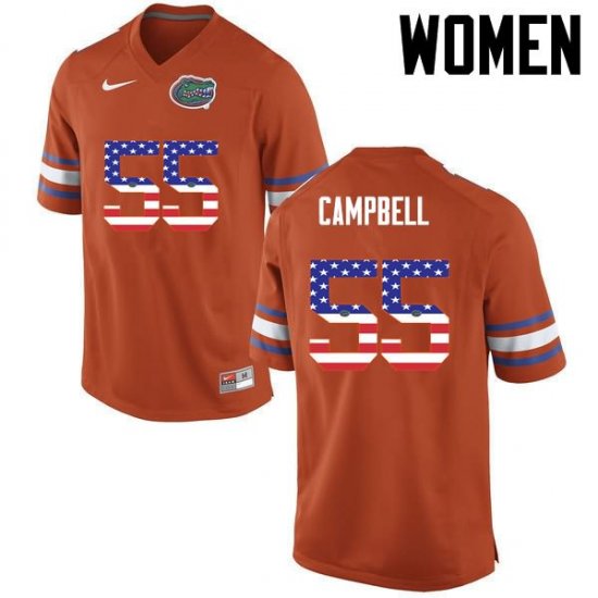 Women's Florida Gators #55 Kyree Campbell NCAA Nike Orange USA Flag Fashion Authentic Stitched College Football Jersey USR0162QQ